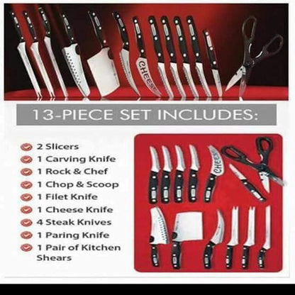 Miracle Blade World Class Professional Series 13 Piece Chef's Knife Collection - Ergonomic and Versatile Flash Forged Blades