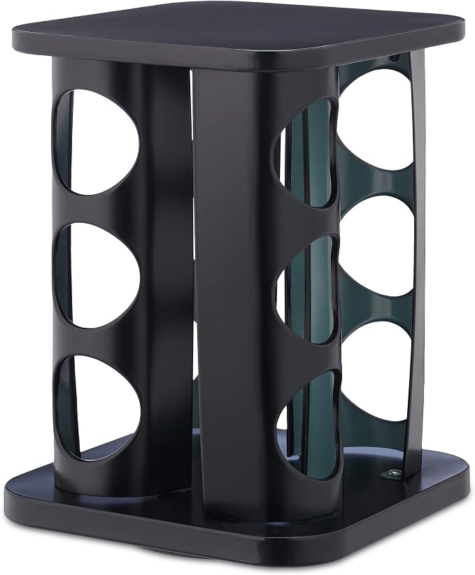 Relaxdays Spice Rack with 12 Spice Jars Refillable with Shaker Insert Rotating Spice Carousel Stainless Steel Black