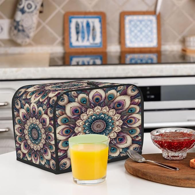 4 Slice Abstract Ethnic Mandala Toaster Cover Waterproof Dust Fingerprint Bread Machine Cover Washable Kitchen Appliance Protector For Home Kitchen Bakeware Table Decor Women Gifts