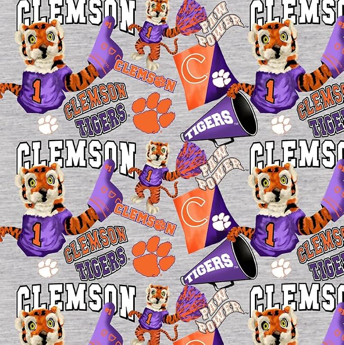 Clemson University Tigers Fabric – Officially Licensed Clemson University Cotton Quilting Fabric by Sykel Enterprises, Precut Yardage for Sewing & Crafts Mascot