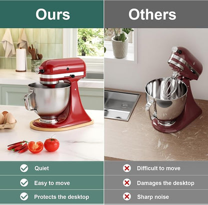 GuanQiao Food-Grade Bamboo Slider for KitchenAid 4.5-5 Qt Tilt Head Stand Mixer, Appliance Sliding Mat for Kitchenaid Artisan, Kitchen Countertop Storage Accessories Mixer Moving Tray Attachments