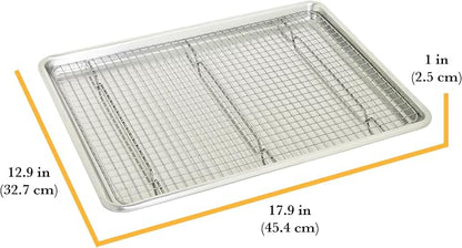 Chicago Metallic Baking Sheet and Nonstick Cooling Rack Set, Large Half Sheet Pan with Wire Rack, Heavy-Gauge Recycled Aluminum, Even Heat Distribution, Oven Safe, Hand Wash