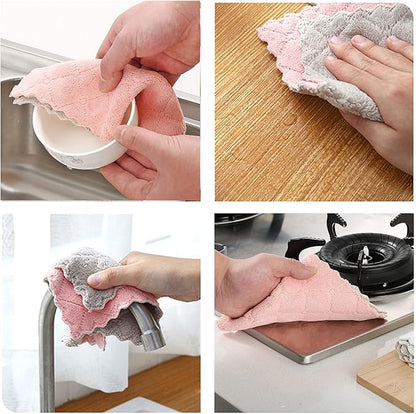 10 Pack Kitchen Cloth, Microfiber Dish Towels Washcloths, Super Absorbent Coral Velvet Dishtowels, Premium Cleaning Cloths,Non-Stick Oil Quick Dry Dish Towels, Soft Tea Towel, Table Cleaning Cloths.