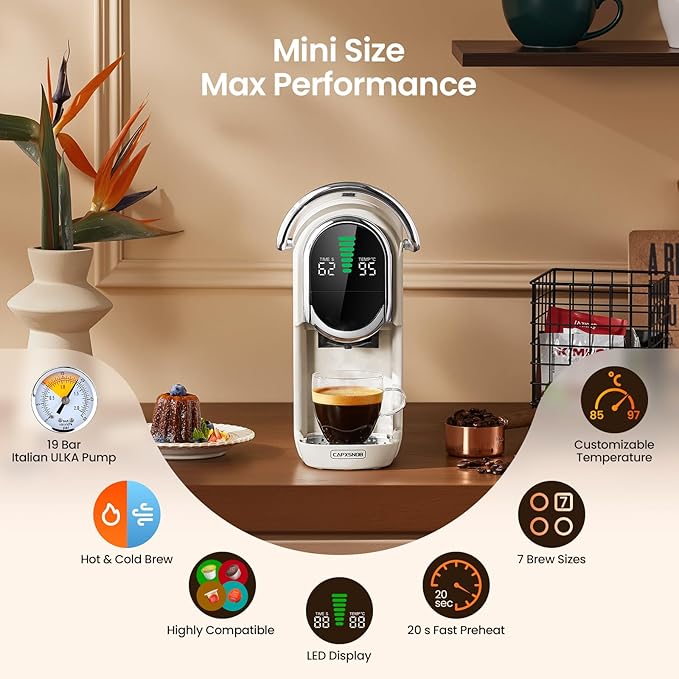 Magician1 Mini Multi-Pod Espresso Machine & Coffee Maker, Compatible with Nespresso Original, Dolce Gusto, Blue & ESE Pods, Ground, Adjustable Brew Size & Temp, Compact for Home, Office, Dorm & RV