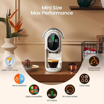 Magician1 Mini Multi-Pod Espresso Machine & Coffee Maker, Compatible with Nespresso Original, Dolce Gusto, Blue & ESE Pods, Ground, Adjustable Brew Size & Temp, Compact for Home, Office, Dorm & RV