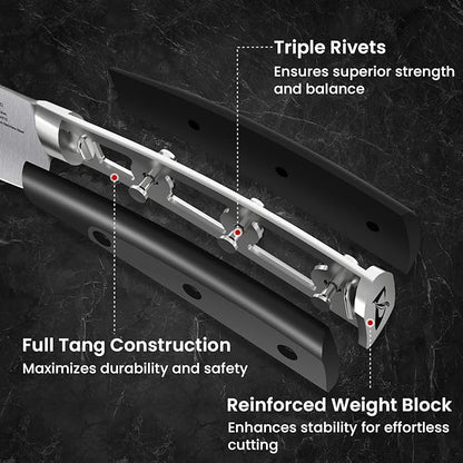 CoquusAid Knife Set, Upgrade 15 Pcs Knife Block Set with Widened Ventilated Slot, German Stainless Steel Kitchen Knives Set with Sharpener, Professional Chef Knives Set, Full Tang Ergonomic Handle