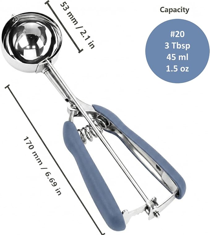 Cookie Scoop, 18/8 Stainless Steel Cookie Scooper, Cookie Scoops for Baking, 3Tbsp/45ml/1.5oz Cookie Dough Scoop, Ice Cream Scooper with Trigger Release, Cookie Scooper for Baking (#20 Midnight Blue)