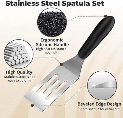 2Pcs Stainless Steel Spatula Set,Mini Serving Spatula for Kitchen Use,Metal Spatula for Cooking with Heat Resistant Handle,Metal Spatulas for kitchen use for Pancakes、Lasagna、Brownies (4PCS)