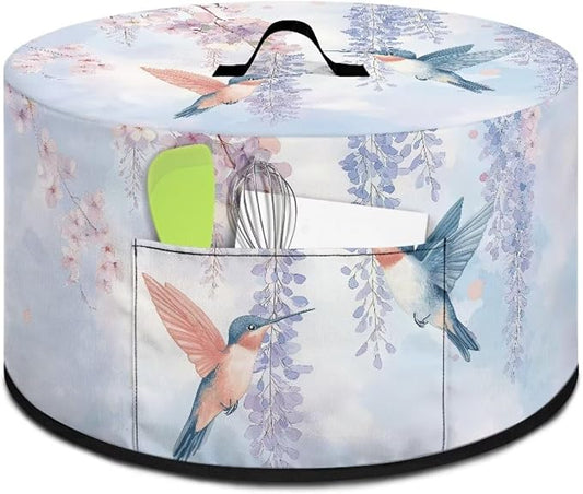 Slow Cooker Dust Cover Compatible with 6-8 qt Crock for Pot Highland Blue Hummingbird Floral Small Kitchen Appliance Decor Dust Cover