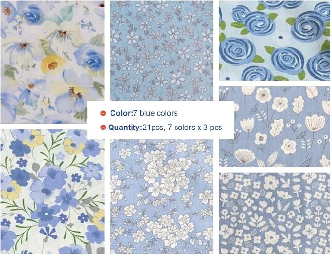 Charm Packs for Quilting 5 Inch Clearance, Quilting Cotton Fabric Squares Precut Blue and Grey Color Fabric Bundles for Craft DIY …