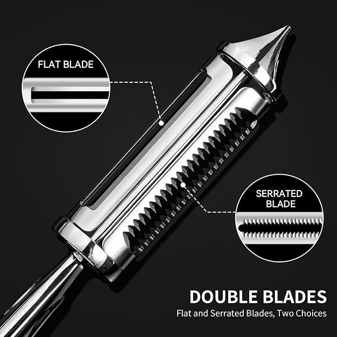 MAD SHARK Ultra Sharp Vegetable Peelers for Kitchen Fruit Apple Potato Peelers,Design with Ergonomic Non-Slip Handle, Y+I Shaped Stainless Steel Serrated(2pc）