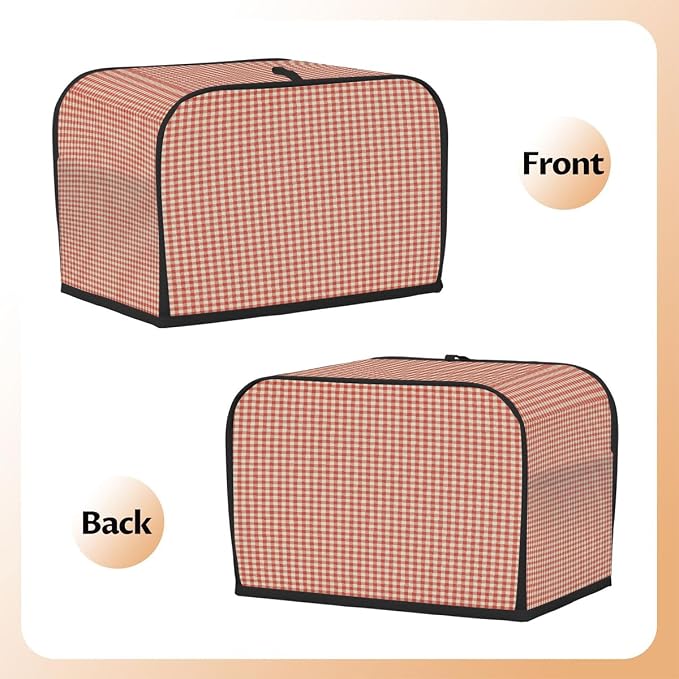 Red Retro Stripes Toaster Cover 4 Slice Wide Slot Washable Kitchen Appliance Covers Fingerprint Bread Machine Dust Cover Small Toaster Oven Accessories Covers Bread Maker Bag Women Gift