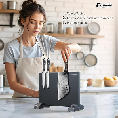 Magnetic Knife Holder Stand,Black Stainless Steel Magnetic Knife Block Without Knives,Powerful Magnet Knife Rack Strip For Kitchen Counter