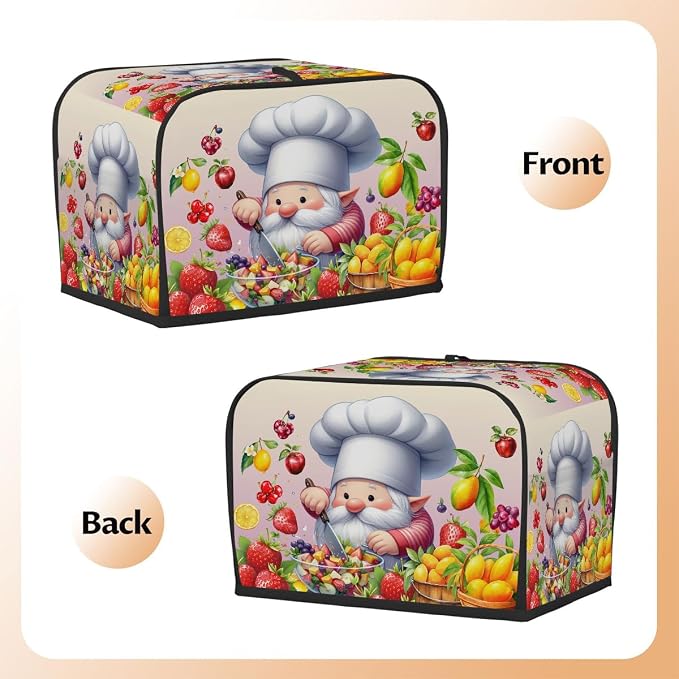 Toaster Cover 4 Slice Wide Slot Cute Gnome FriutBread Toaster Oven Dustproof Cover Small Appliance Kitchen Covers Dust and Fingerprint Protection for Women Gift 4 Slice