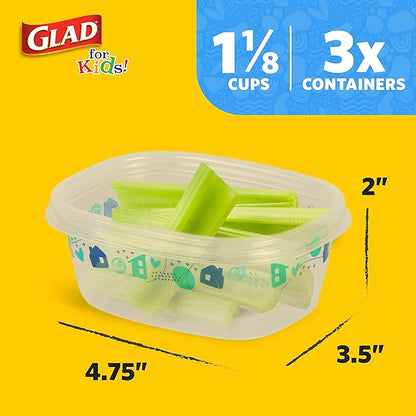Glad for Kids GladWare Back to School Food Storage Containers with Lids, BPA Free Plastic Variety Pack Rainbow Patterns for Kids Lunches and Snacks, Microwave Freezer Dishwasher Safe, 26 Piece Set