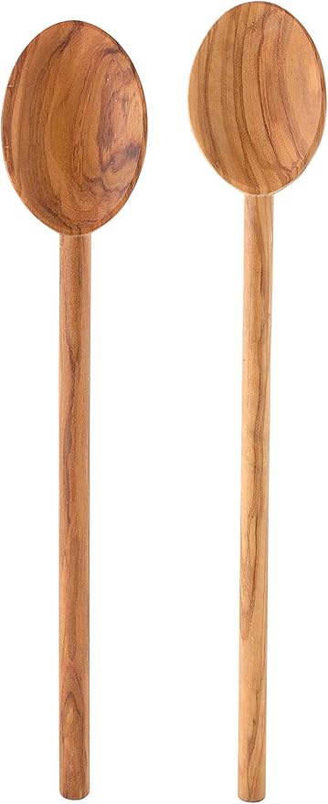 Eddington’s Italian Olive Wood Cooking Spoon Set, Handcrafted in Europe, Set of 2