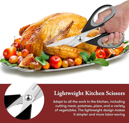 Kitchen Gadgets Utensils Set for Home, iBayam 8.5" Kitchen Scissors with Sheath, Black Cooking Scissors, All Purpose Shears