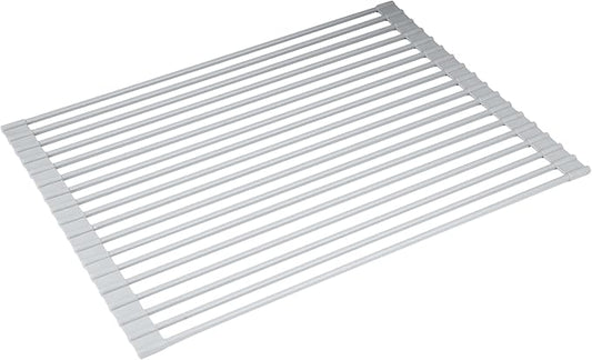 Goodful Roll Away Multipurpose Dish Drying Rack, Cooling Mat, Trivet, Easy Storage, Dishwasher Safe, Medium, Gray
