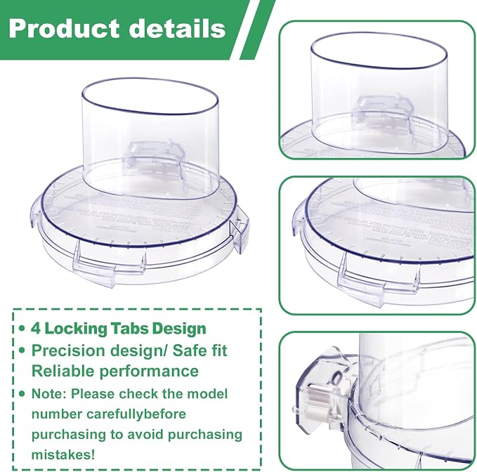 DLC-10 Series Work Bowl Cover 7-Cup DLC-117BGTXT-1 Food Processor Replacement Parts for Tritan Cuisinart,This Cover Features 4 Tabs On The Bottom Rim,Will Only Work With a Tritan Workbowl