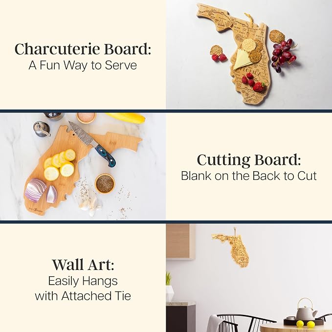 Totally Bamboo Destination Florida State Shaped Cutting Board