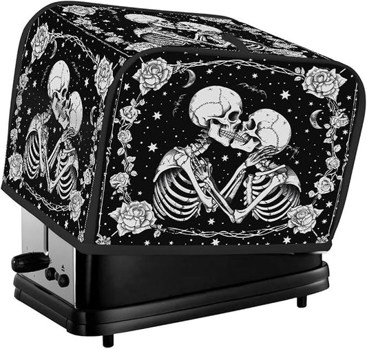 Toaster Cover 4 Slice Wide Slot Halloween Skull SkeletonBread Toaster Oven Dustproof Cover Small Appliance Kitchen Covers Dust and Fingerprint Protection for Women Gift 4 Slice