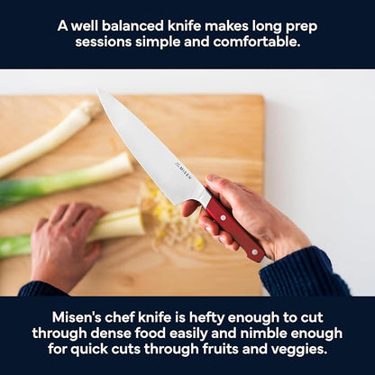 Misen 8 Inch Chef Knife, AUS-10 Japanese Stainless Steel - Red