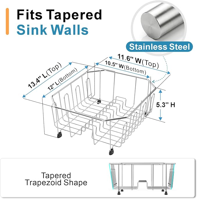 iSPECLE Small in Sink Dish Drying Rack - Stainless Steel Compact Inside Sink Dish Drainer for RV Apartment Kitchen, Rust Resistant, 11.6" W x 13.4" L, Silver
