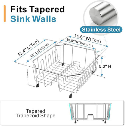 iSPECLE Small in Sink Dish Drying Rack - Stainless Steel Compact Inside Sink Dish Drainer for RV Apartment Kitchen, Rust Resistant, 11.6" W x 13.4" L, Silver