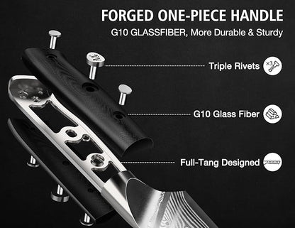 SHAN ZU Damascus Chef Knife, Utility Knife 6 Inch Japanese Steel Damascus Kitchen Knife, 67 Layers Professional High Carbon Super Steel Kitchen Knives with Ergonomic G10 Handle