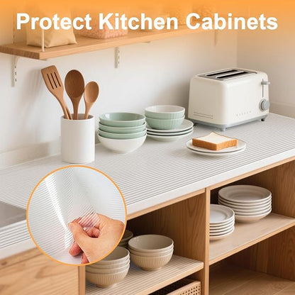 FEXIA Shelf Liners for Kitchen Cabinets Non-Slip Drawer Liner 24 Inches x 20 FT Waterproof & Oil-Proof Non Adhesive Durable Material Fridge Liner for Shelves