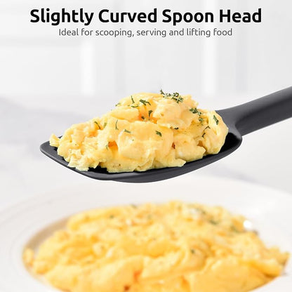 U-Taste Extra-Long 600ºF Heat Resistant Spatula Spoon: 14" Silicone Spoonula Cooking Utensils for Kitchen Use, Non-Stick Scoop Scraper with Soft Edge & Firm Core for Baking, Mixing, Serving (Black)
