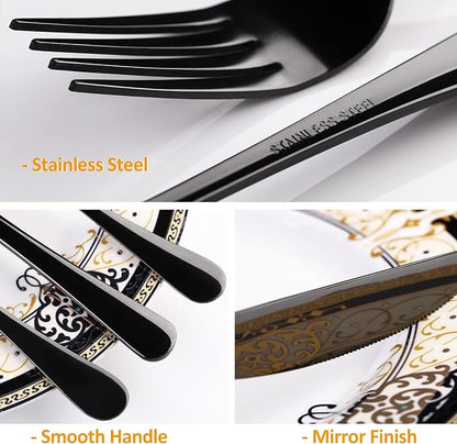 Black Silverware Set for 4, SANLUNS 20-Pieces Spoons Forks Knives Set,Flatware Set,Stainless Steel Tableware Cutlery Fine Dining Utensils Set,Great for Family Gatherings & Daily Use Dishwasher Safe