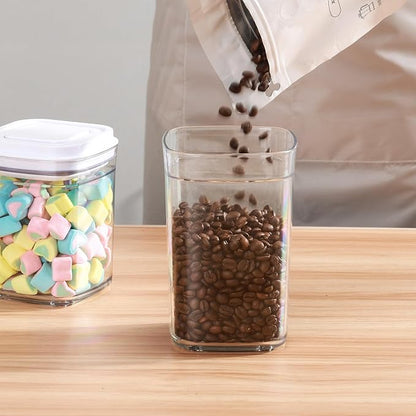 Food Airtight Containers storage with Lids 6 Pack One Button Open/POP UP/Kitchen Storage Organization for Coffee Tea Brown Sugar Cereals 350ml/700ml/950ml/1800ml