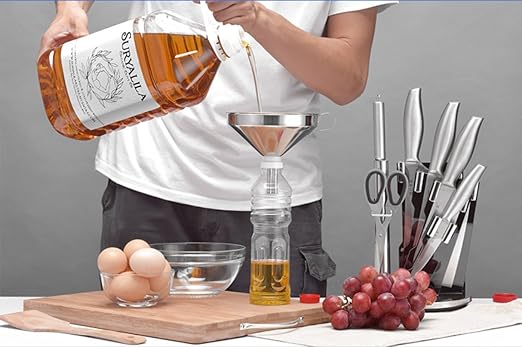 5.5-Inch 14CM Stainless Steel Kitchen Funnel with Strainer Filter for Transferring of Liquid Dry Ingredients and Metal Cooking Funnel