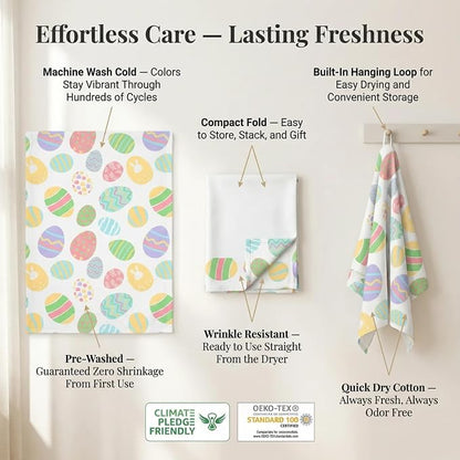 Urban Villa Kitchen Towels Set of 6 Dish Towels for Kitchen 100% Cotton Easter Print Kitchen Towels Mitered Corners Oversized 20X30 Inches Kitchen Towels Highly Absorbent Kitchen Hand Tea Towels