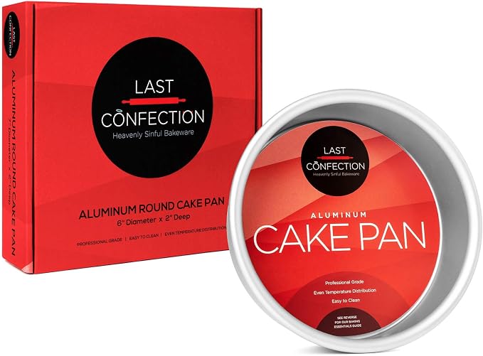 Last Confection 6" x 2" Round Cake Pan, Anodized Aluminum Cake Pan Baking Tin Mold, Professional Bakeware
