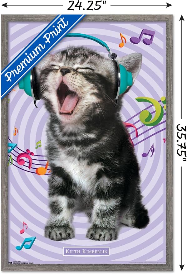 Trends International Keith Kimberlin - Kitten - Singing Wall Poster, 22.375" x 34", Barnwood Framed Version