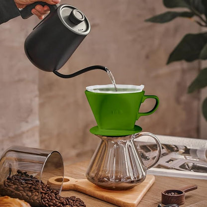 hailanbao Handmade Pour Over Ceramic Coffee Dripper - Authentic Brewing Experience for Camping, Office, and Home (Dark green)