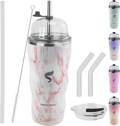 20Oz Insulated Tumbler With Straw And Lid,Stainless Steel Straws for Tumbler,Double Wall Vacuum Travel Mug,Spill Proof Tumble, Travel Cup for Iced Coffee, Jelly Pink