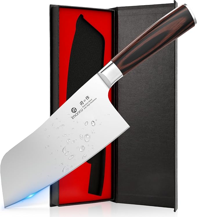 imarku 7 Inch Meat Cleaver Knife,Japanese SUS440A High Carbon Stainless Steel Butcher Knife with Ergonomic Handle,Ultra Sharp Vegetable Kitchen Knife for Home,Fathers Day
