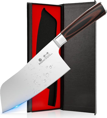 imarku 7 Inch Meat Cleaver Knife,Japanese SUS440A High Carbon Stainless Steel Butcher Knife with Ergonomic Handle,Ultra Sharp Vegetable Kitchen Knife for Home,Fathers Day