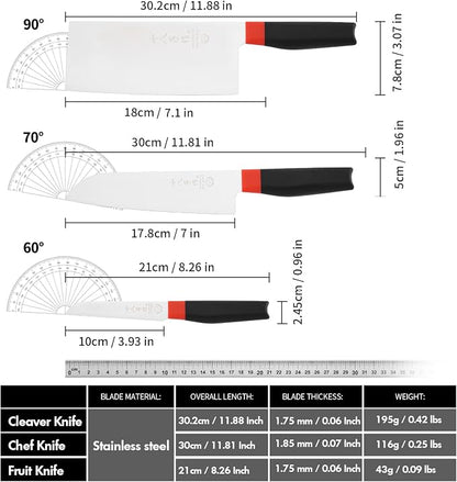 SHI BA ZI ZUO Kitchen Knife Set, Meat Cleaver, Chef Knife, Professional Santoku Knife Ergonomic Design Handle