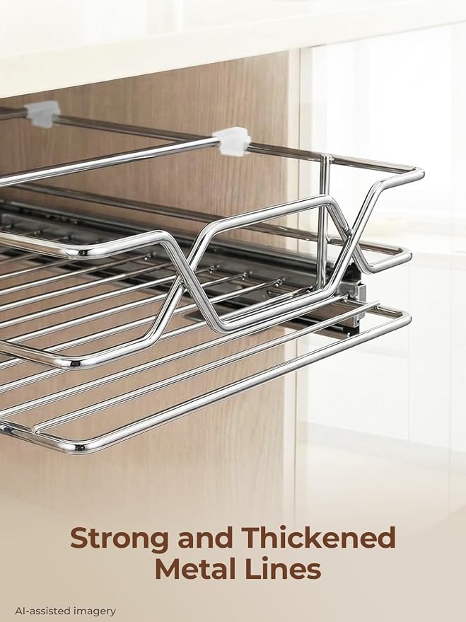 Pull Out Cabinet Organizer 11.6" x 21" D, Heavy Duty Smooth Sliding Under Cabinet Shelves for Pots and Pans, Slide Out Drawers For Kitchen Organizers and Storage, Pull Out Drawers for Kitchen Pantry