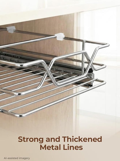 Pull Out Cabinet Organizer 11.6" x 21" D, Heavy Duty Smooth Sliding Under Cabinet Shelves for Pots and Pans, Slide Out Drawers For Kitchen Organizers and Storage, Pull Out Drawers for Kitchen Pantry