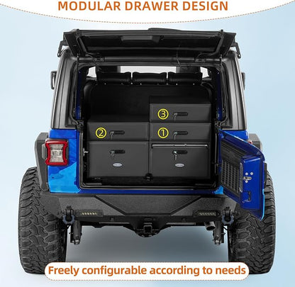 Hooke Road 1PCS Modular Add-On Drawer, Only Compatible with Specified Fridge Slide Mount System, for 2007-2026 Jeep Wrangler JK/JL 4-Door & 2021-2026 Ford Bronco 4-Door