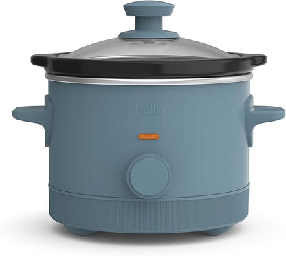 bella 1.5 Qt Slow Cooker with 3 Heat Manual Control, Ceramic Nonstick Coating, Dishwasher Safe Stoneware Pot and Tempered Glass Lid, Tangle Free Cord Wrap & Cool Touch Handles, Surf