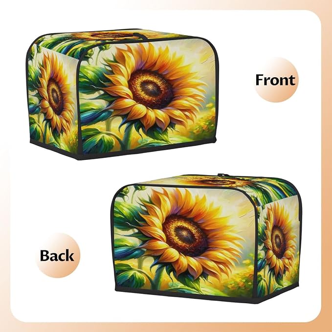 Toaster Cover 2 Slice Wide Slot Sunflower Floral FlowerBread Toaster Oven Dustproof Cover Small Appliance Kitchen Covers Dust and Fingerprint Protection for Women Gift 2 Slice