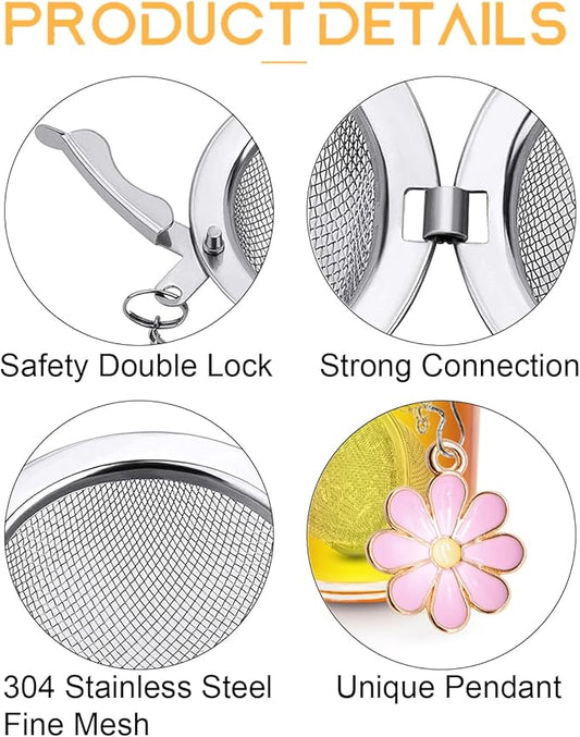 Set of 2 Tea Infuser for Loose Leaf Tea with Butterfly and Flower Charms - Stainless Steel Tea Strainers by TeaSanavie