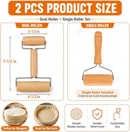 Small Wooden Rolling Pin for Baking, 7 Inch Mini Dough Roller, Non Stick Pizza Roller for Pastry Cookie Tortilla Dumpling Fondant Pie Crust Pasta (GMZ-TH)