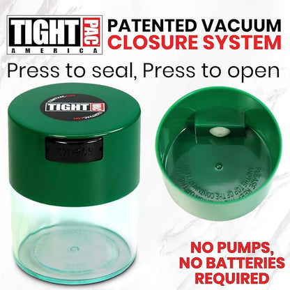 Tightvac - Premium Airtight Herb Storage Container - Holds ½ oz to 3 ounces - Keep Your Herbs and Dry Goods Fresh and Flavorful. Clear Green